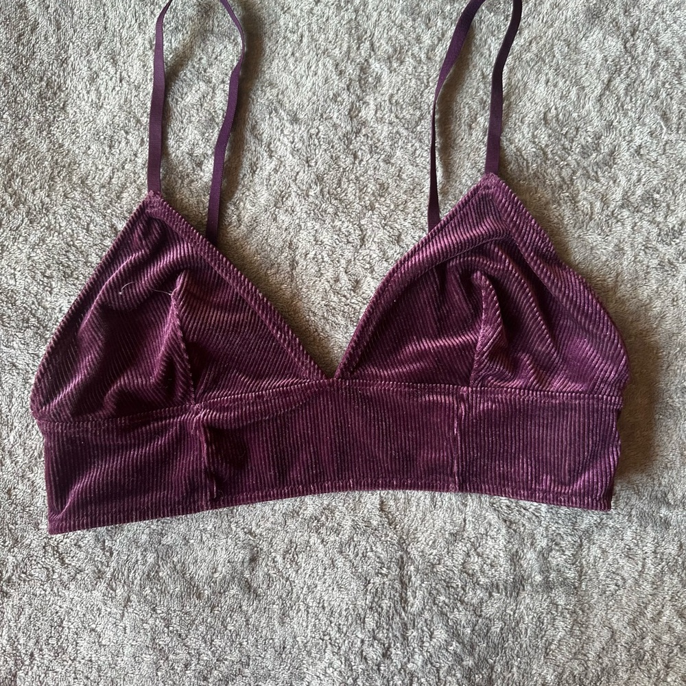 Small Medium Burgundy corduroy bralette gently worn without tags unknown brand